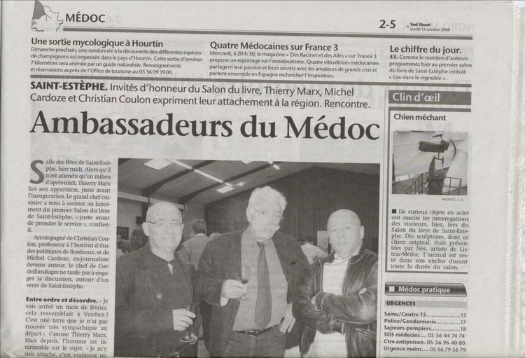 11-Sud-Ouest-13 Octobre 2008-Salon du Livre Saint-Estèphe