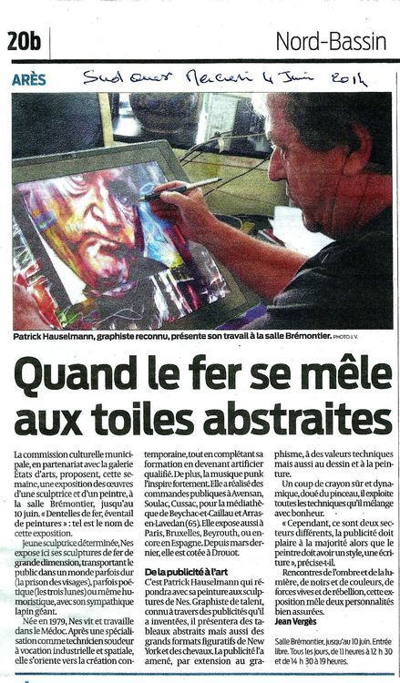 55-Sud-Ouest- Quand le fer se mêle aux toiles abstraites-4/06/2014